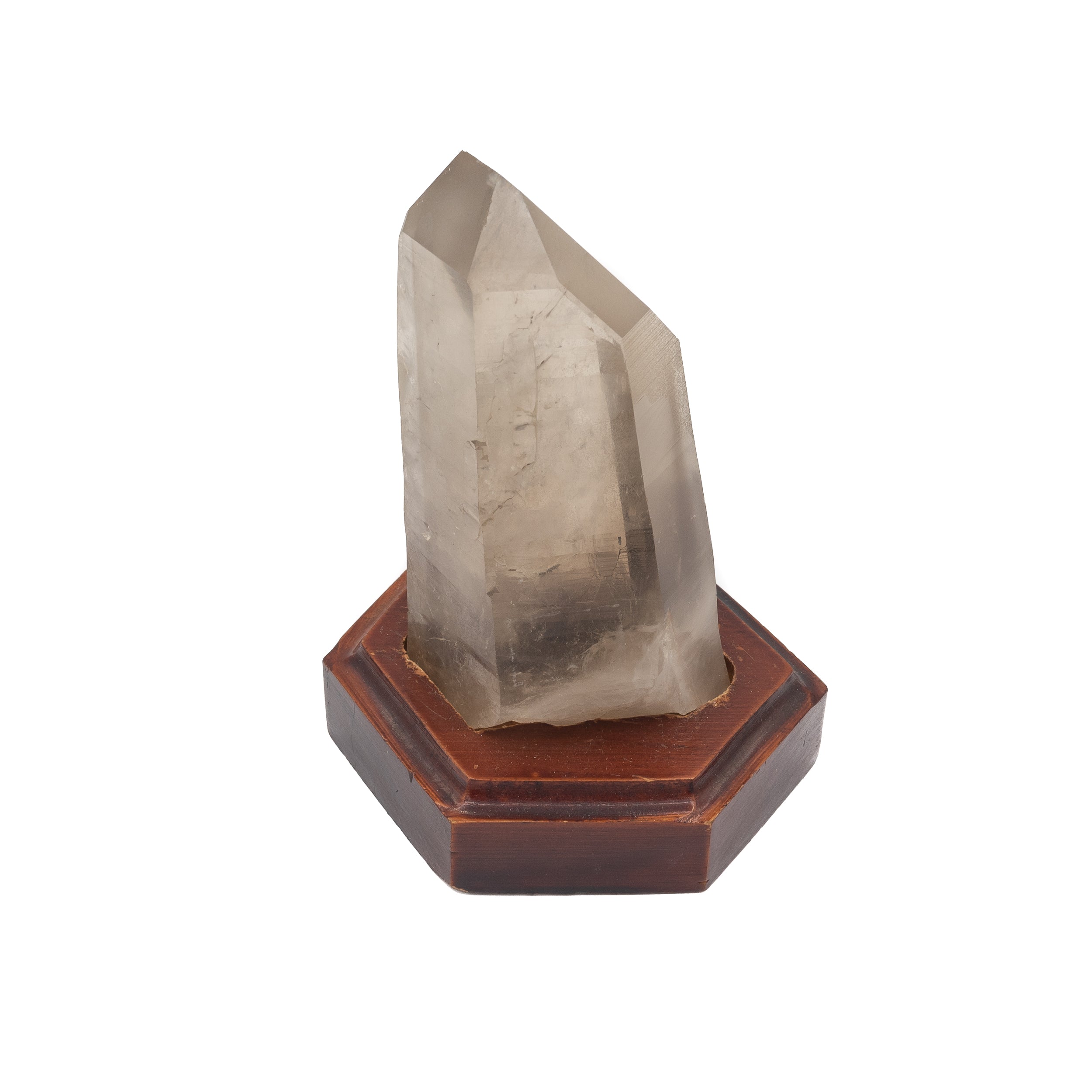 Smoky Quartz Point with Wood Base